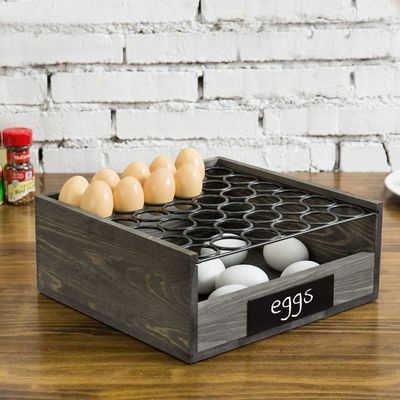 OEM ODM Accepted Wood/beech Wooden Egg Holder with Metal Storage Box Wooden Crates