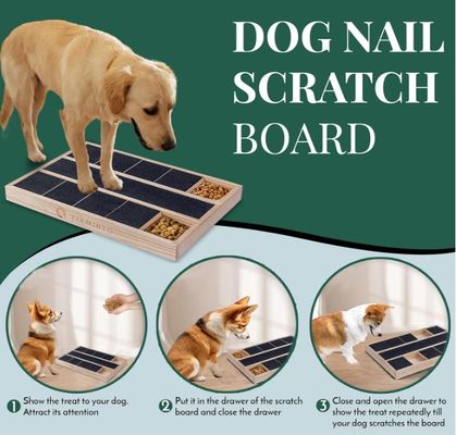 OEM Wooden Dog Nail Scratch Box with Food Divider Customized Logo Pine Wood Box