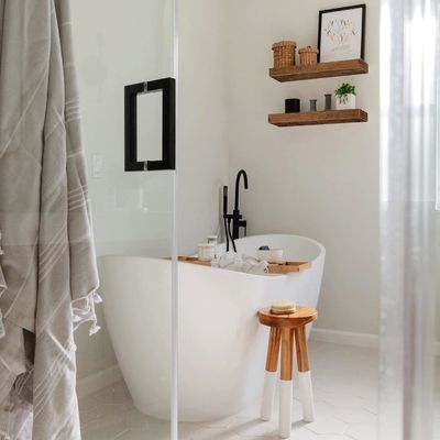 Wooden Wall Mounted Rustic Brown Set of 2 Farmhouse Decor Bathroom Floating Shelves