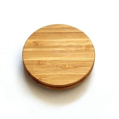 Customized Round Shape Bamboo Wood Lid for Glass Candle Holder Jar Jars and Silicone Ring
