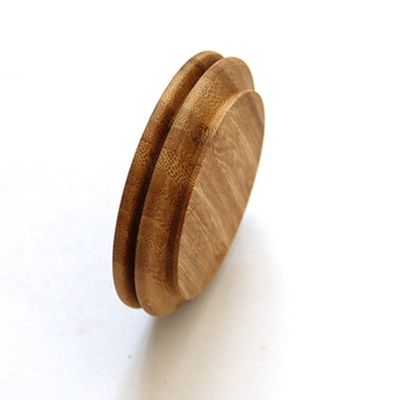 Customized Round Shape Bamboo Wood Lid for Glass Candle Holder Jar Jars and Silicone Ring