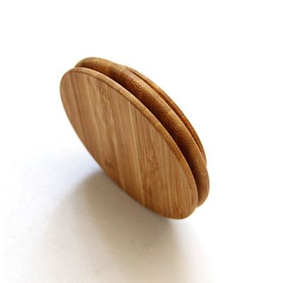 Customized Round Shape Bamboo Wood Lid for Glass Candle Holder Jar Jars and Silicone Ring