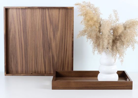 Customized Logo Walnut Wood Tray Home Decor Serving Tray with Handles