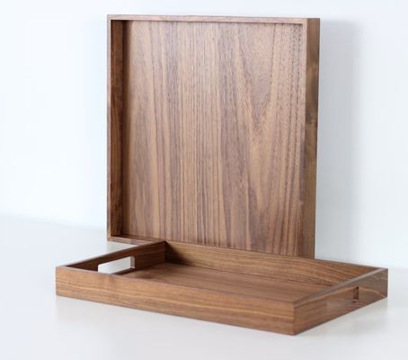 Customized Logo Walnut Wood Tray Home Decor Serving Tray with Handles
