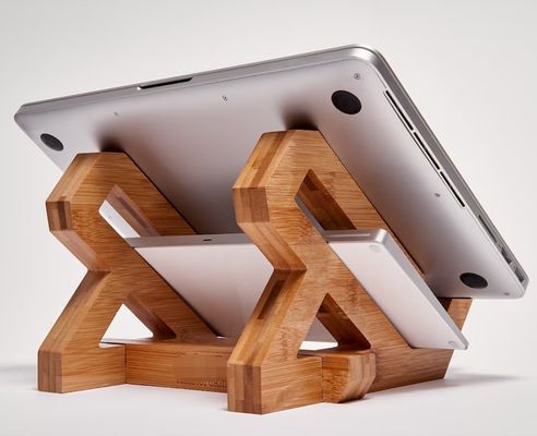 Adjustable Bamboo Laptop Stand for Notebook and Laptop Tray in Convenient Design