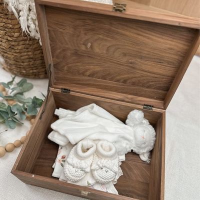 Wooden Baby Memory Keepsake Box Handmade Walnut Personalized Gift for Baby's Memories