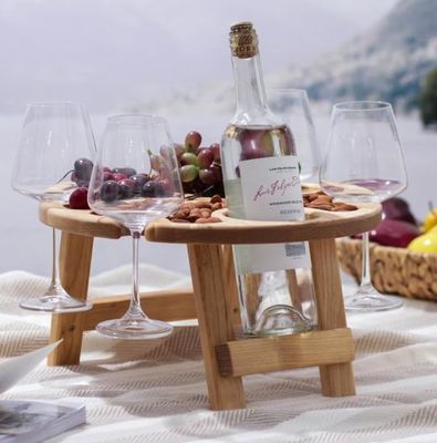 Foldable Serving Tray Portable Wine Table with Save Space Function and Customized Logo