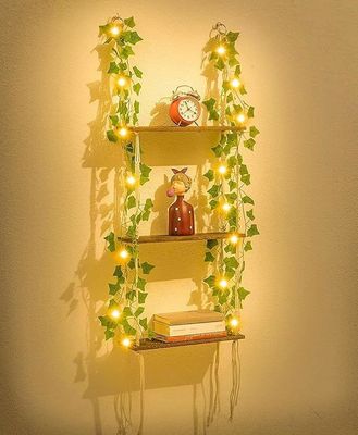 Home Furniture 3 Tier Macrame Wall Hanging Shelf with Wooden Floating Storage Shelves