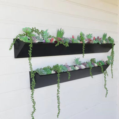 Long Square Wooden Wall Planter for Modern Succulent Display in Indoor Outdoor Garden