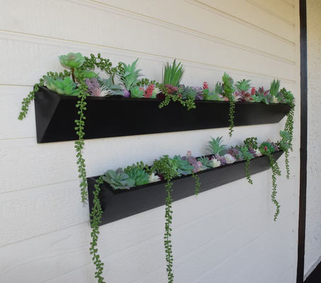 Long Square Wooden Wall Planter for Modern Succulent Display in Indoor Outdoor Garden