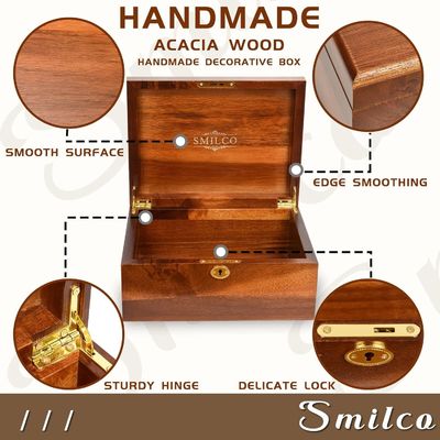Silk-Screen Printed Acacia Wood Box for Recipes and Keepsakes Custom Order Accepted