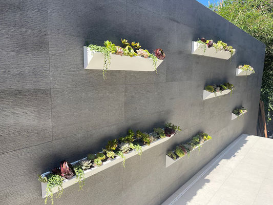 Long Square Wooden Wall Planter for Modern Succulent Display in Indoor Outdoor Garden