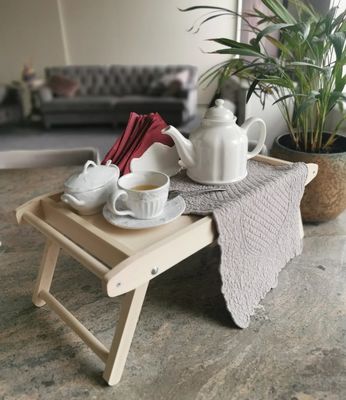 Rectangle Breakfast in Bed Tray with Folding Legs Save Space and Enjoy Personalized Snacks