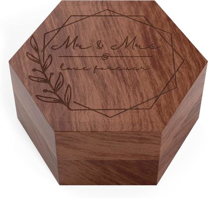 Solid Wood Custom 2 Slots Gift Packaging With Logo Wooden Ring Box for Engagement Ring