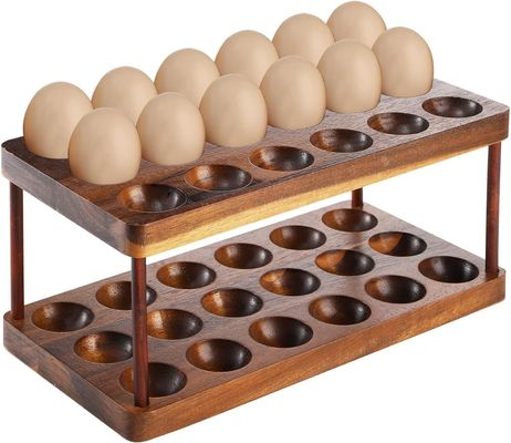 Kitchen Organization Home Appliance Double Layer Wooden Egg Tray with Customized Logo