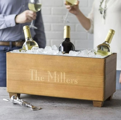 Customized Logo Champagne Cooler Bucket for Anniversary Wood Gift Personalized Design
