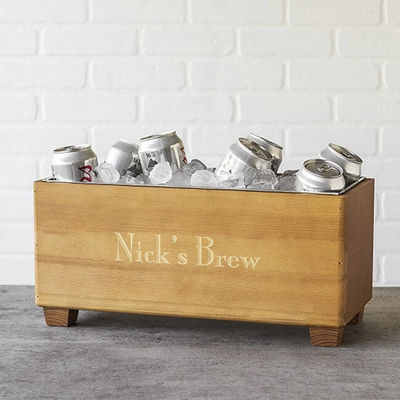 Customized Logo Champagne Cooler Bucket for Anniversary Wood Gift Personalized Design