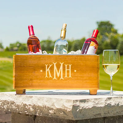 Customized Logo Champagne Cooler Bucket for Anniversary Wood Gift Personalized Design