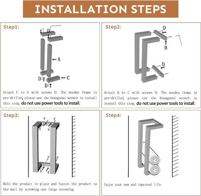 Decorative Pine Wall Mounted Wooden Towel Rack for Bathroom Rolled Towels Organizer