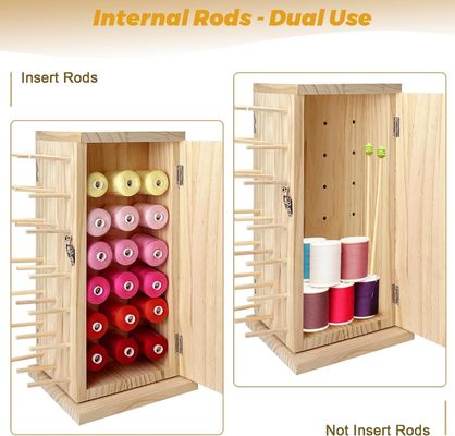 360 Degree Rotating Wooden Thread Holder Ideal Storage for DIY Spools Thread Braiding