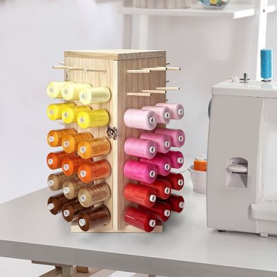 360 Degree Rotating Wooden Thread Holder Ideal Storage for DIY Spools Thread Braiding