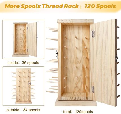 360 Degree Rotating Wooden Thread Holder Ideal Storage for DIY Spools Thread Braiding