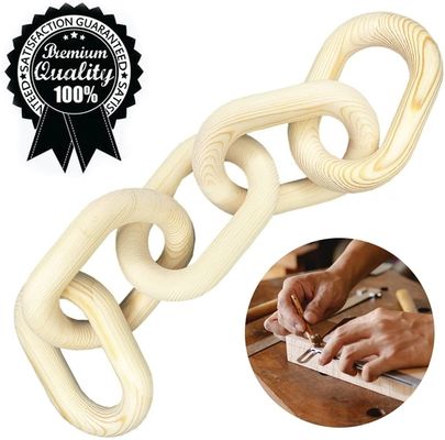 Handcrafted Mango Wood Chain Link Decor for Folk Art Style Home Decoration