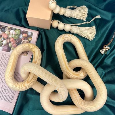 Handcrafted Mango Wood Chain Link Decor for Folk Art Style Home Decoration