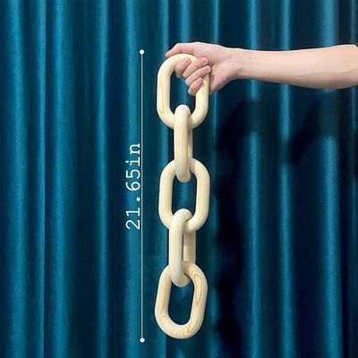 Handcrafted Mango Wood Chain Link Decor for Folk Art Style Home Decoration