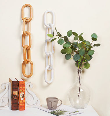 Handcrafted Mango Wood Chain Link Decor for Folk Art Style Home Decoration