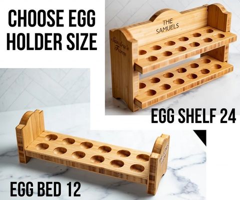 Eco-Friendly Bamboo Rustic Wooden Egg Holder for Fridge Burning or Custom Request