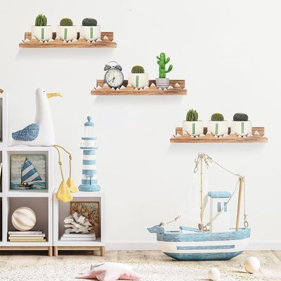 Customized Logo Wall Mounted Rustic 3 Pcs Snow Mountain Floating Shelves for Nursery