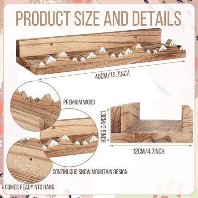 Customized Logo Wall Mounted Rustic 3 Pcs Snow Mountain Floating Shelves for Nursery