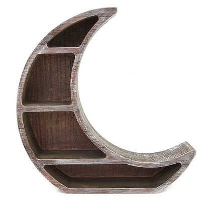 Home Furniture Wall Mounted Moon Wooden Floating Shelves for Living Room Bedroom Decor
