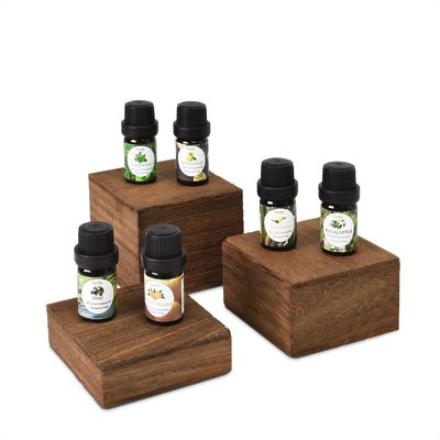 3 Different Height Stands Wooden Display Risers Set Custom Logo Varnishing Printing Handling