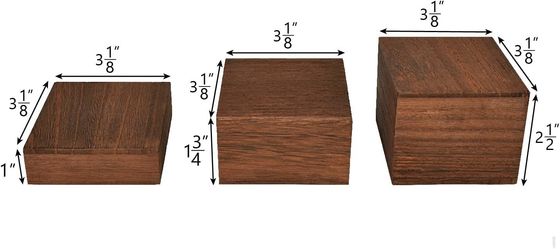 3 Different Height Stands Wooden Display Risers Set Custom Logo Varnishing Printing Handling