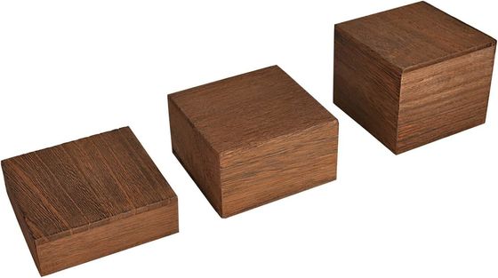 3 Different Height Stands Wooden Display Risers Set Custom Logo Varnishing Printing Handling