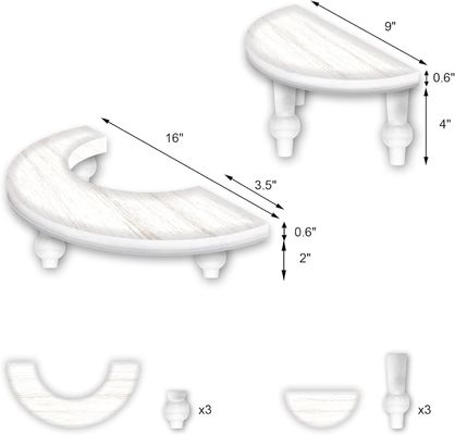 Half Moon Dessert Display Stand 2-Tier Wooden Display Risers for Display Collections