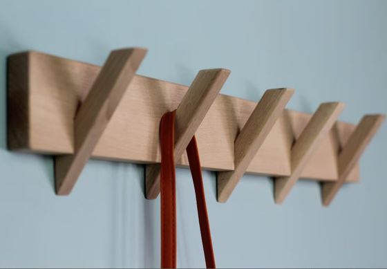 Stylish and Sustainable Bathroom Organization with this Wooden Wall Mounted Coat Rack