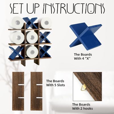 Wooden Bath Roll Holder Behind Doors/On Walls Customized Logo Toilet Paper Holder Stand