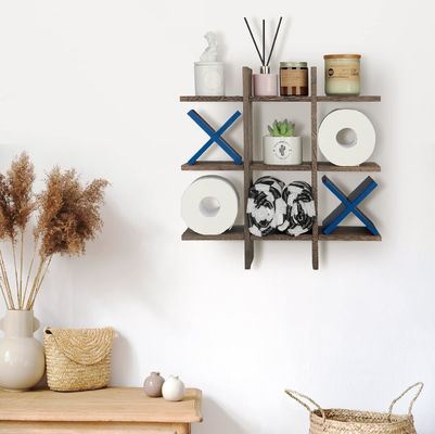 Wooden Bath Roll Holder Behind Doors/On Walls Customized Logo Toilet Paper Holder Stand