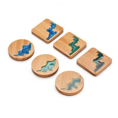 Round Coffee Cup Mat Decoration 10X0.9cm Acacia Wood Coasters with Advanced Printing