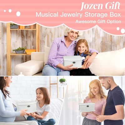 Medium White Wooden Ballerina Jewelry Box With Mirror For Personalized Organization