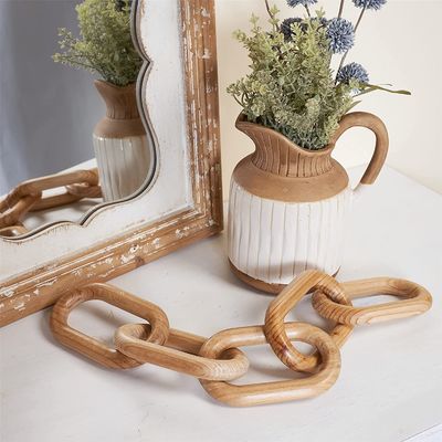 Hand-Carved Wood Crafts Ornaments for Home Decor Wood Chain Link Farmhouse 5-Link Chain
