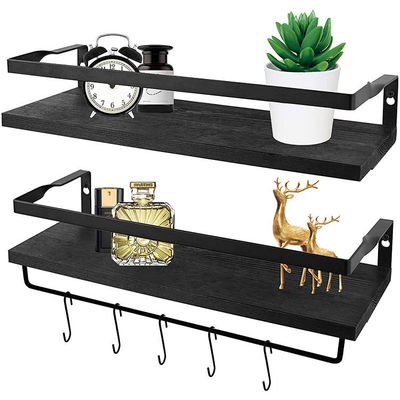 Wood Wall Mounted Storage Shelves Adjustable for Kitchen and Bathroom Organization