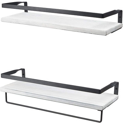 Wood Wall Mounted Storage Shelves Adjustable for Kitchen and Bathroom Organization