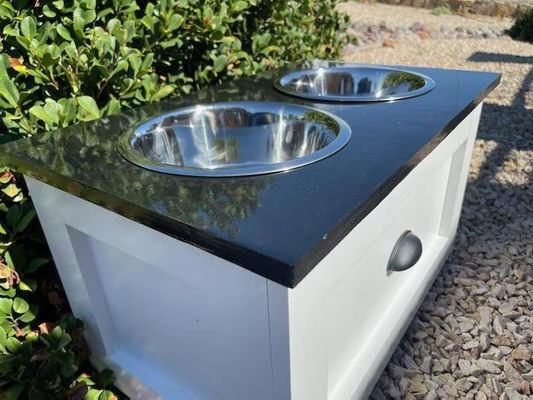 Small Pets Animals Feeding Station Age Pet 2 Bowl Raised Elevated Dog Feeder with Drawer