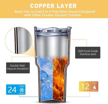 Wood Grain Tumbler 30oz Stainless Steel Vacuum Insulated Mug for Hot and Cold Drinks