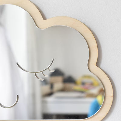Hotel Home Bathroom Decoration Children's Room Wooden Cloud Mirror Sample Charge-Free