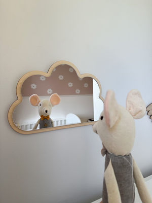 Hotel Home Bathroom Decoration Children's Room Wooden Cloud Mirror Sample Charge-Free